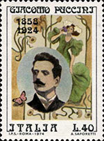 Francobollo raffigurante Giacomo Puccini